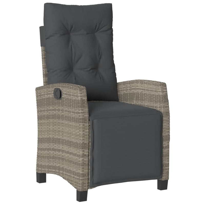 vidaXL Reclining Garden Chairs 2 pcs with Footrest Grey Poly Rattan