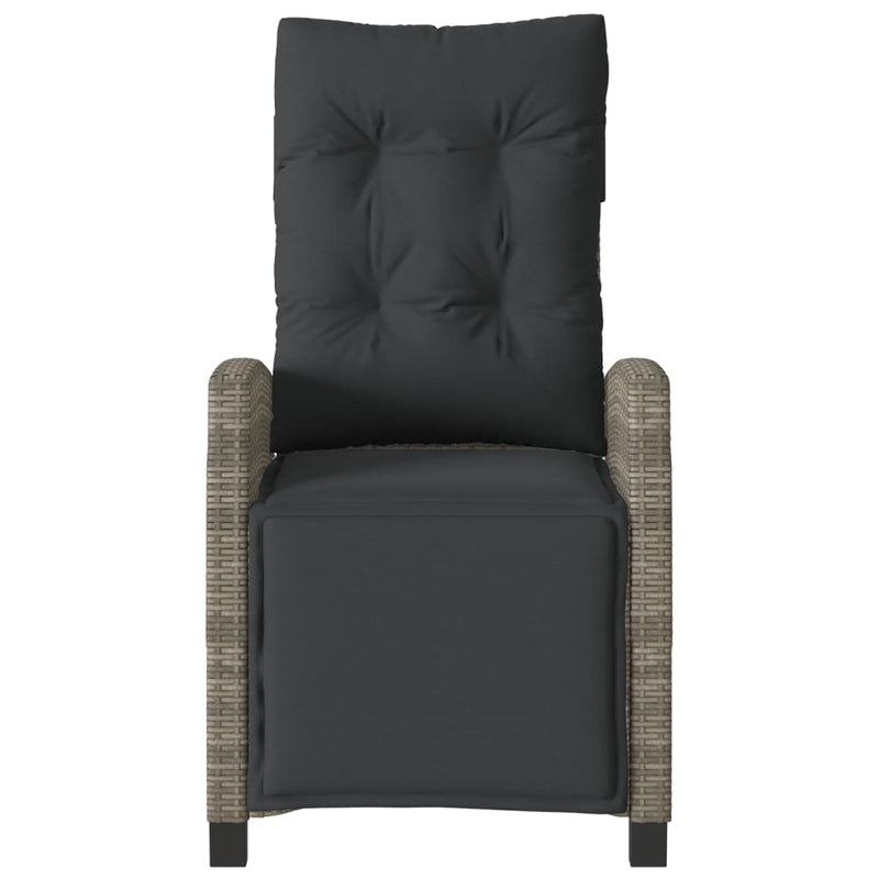 vidaXL Reclining Garden Chairs 2 pcs with Footrest Grey Poly Rattan