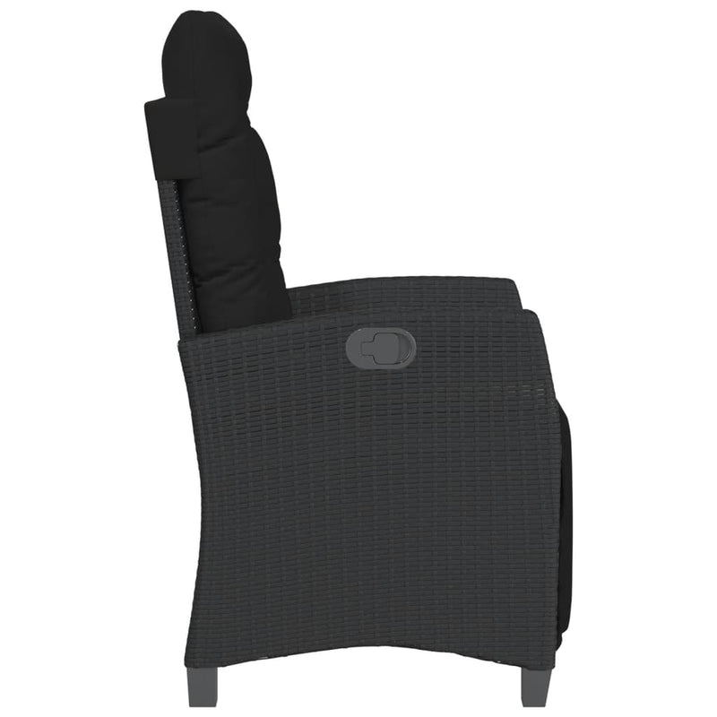 vidaXL 3 Piece Bistro Set with Cushions Black Poly Rattan