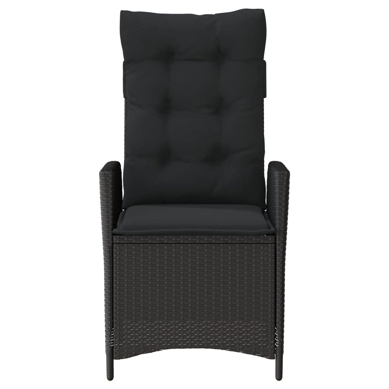 vidaXL Reclining Garden Chair with Cushions Black Poly Rattan