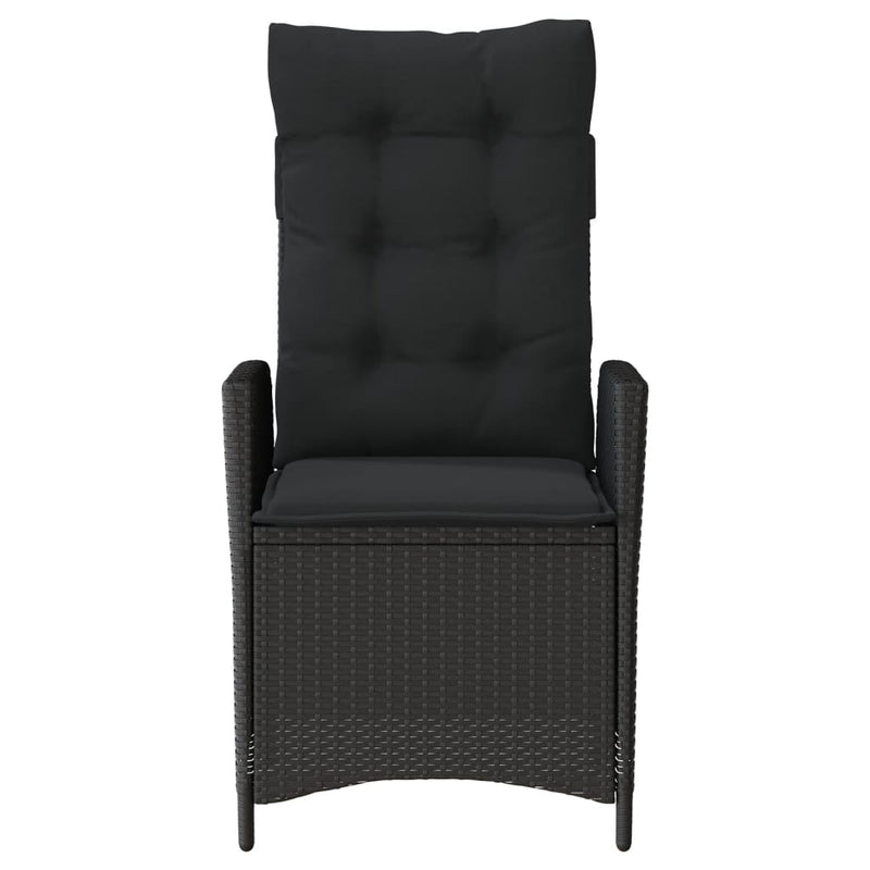 vidaXL Reclining Garden Chairs 2 pcs with Cushions Black Poly Rattan