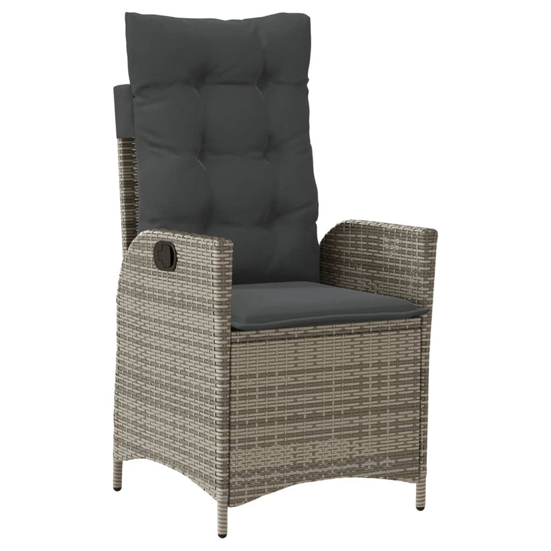 vidaXL Reclining Garden Chairs 2 pcs with Cushions Grey Poly Rattan