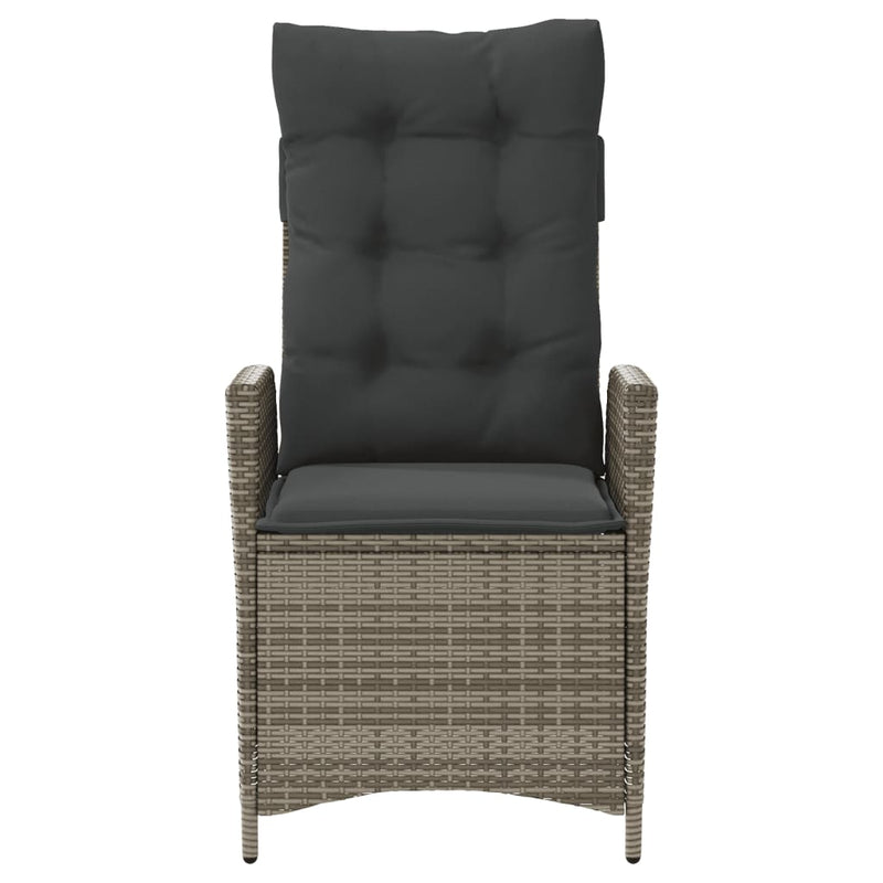 vidaXL Reclining Garden Chairs 2 pcs with Cushions Grey Poly Rattan