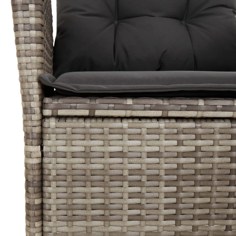 vidaXL Reclining Garden Chairs 2 pcs with Cushions Grey Poly Rattan