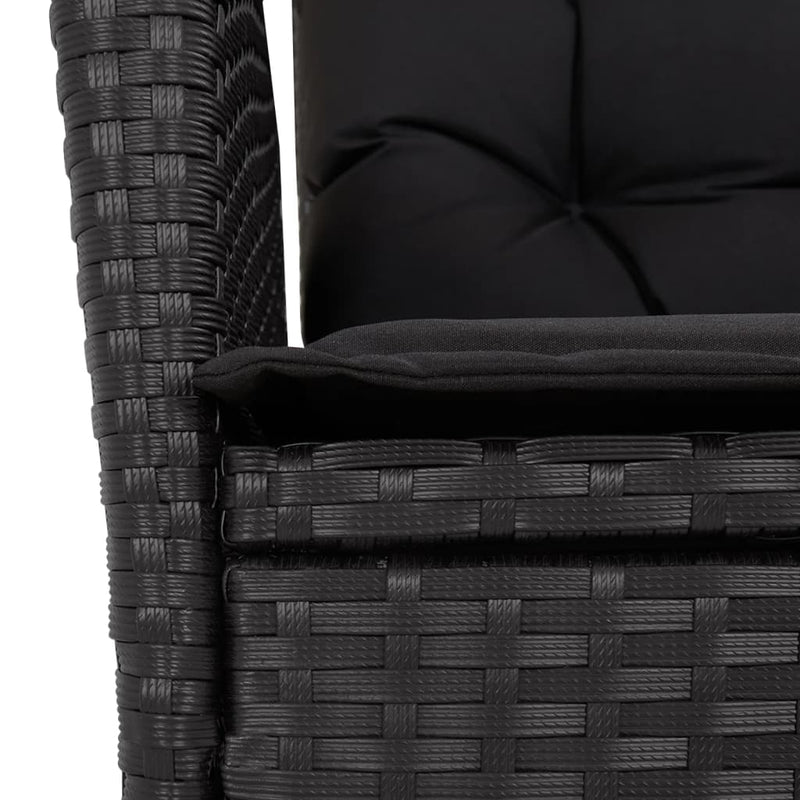 vidaXL 3 Piece Bistro Set with Cushions Black Poly Rattan