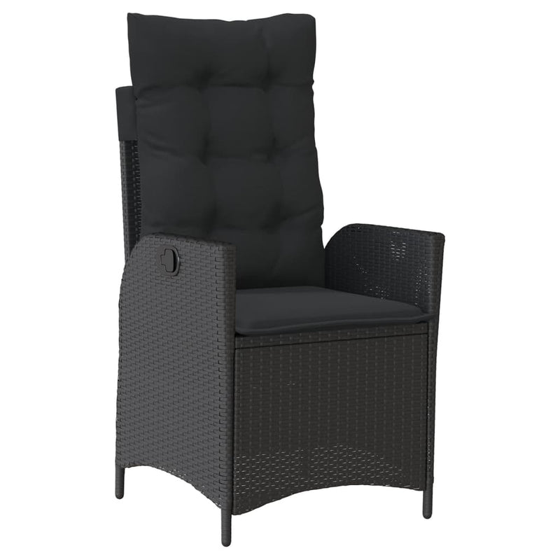 vidaXL 3 Piece Bistro Set with Cushions Black Poly Rattan