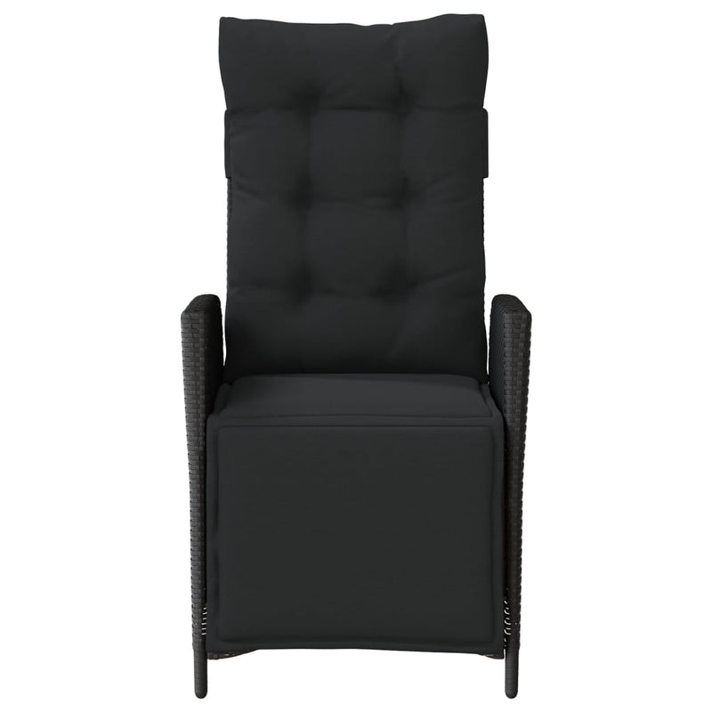 vidaXL Reclining Garden Chair with Footrest Black Poly Rattan