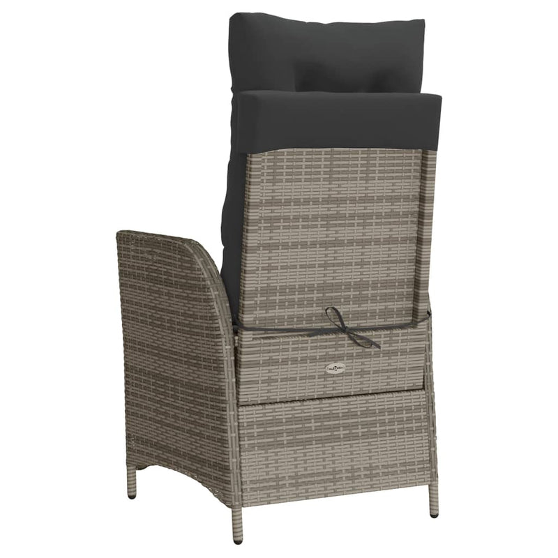 vidaXL Reclining Garden Chair with Footrest Grey Poly Rattan