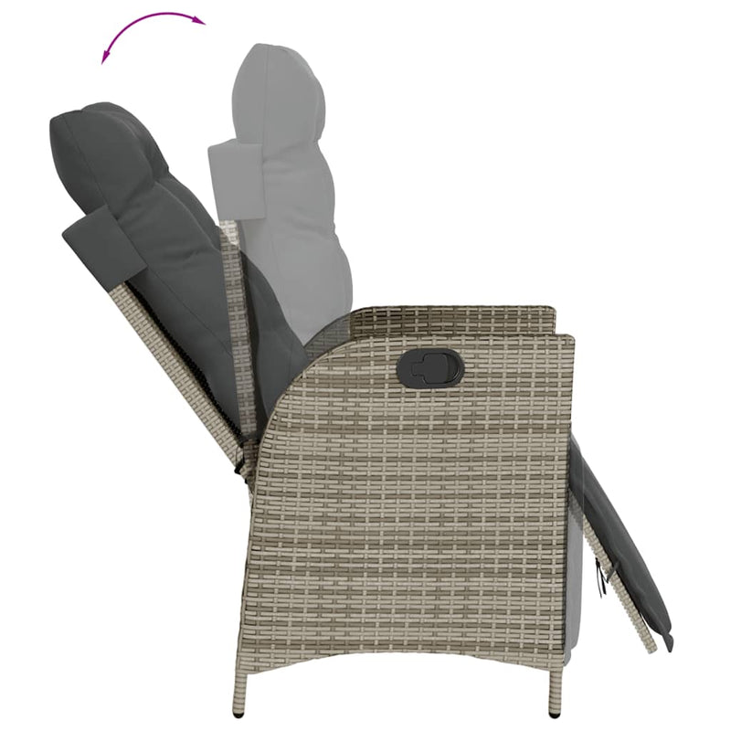 vidaXL Reclining Garden Chair with Footrest Grey Poly Rattan