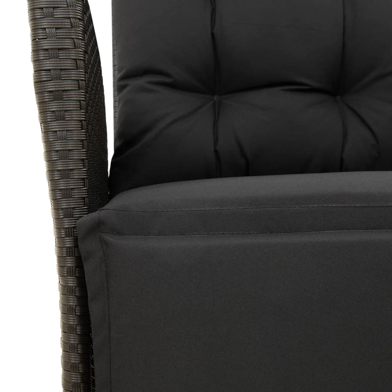 vidaXL 3 Piece Bistro Set with Cushions Black Poly Rattan