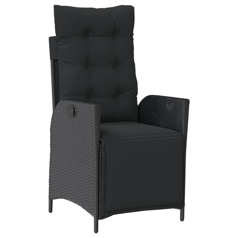 vidaXL 3 Piece Bistro Set with Cushions Black Poly Rattan