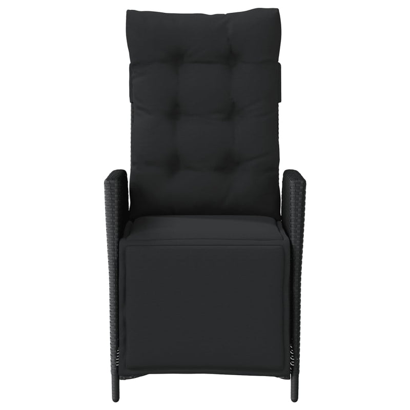 vidaXL 3 Piece Bistro Set with Cushions Black Poly Rattan