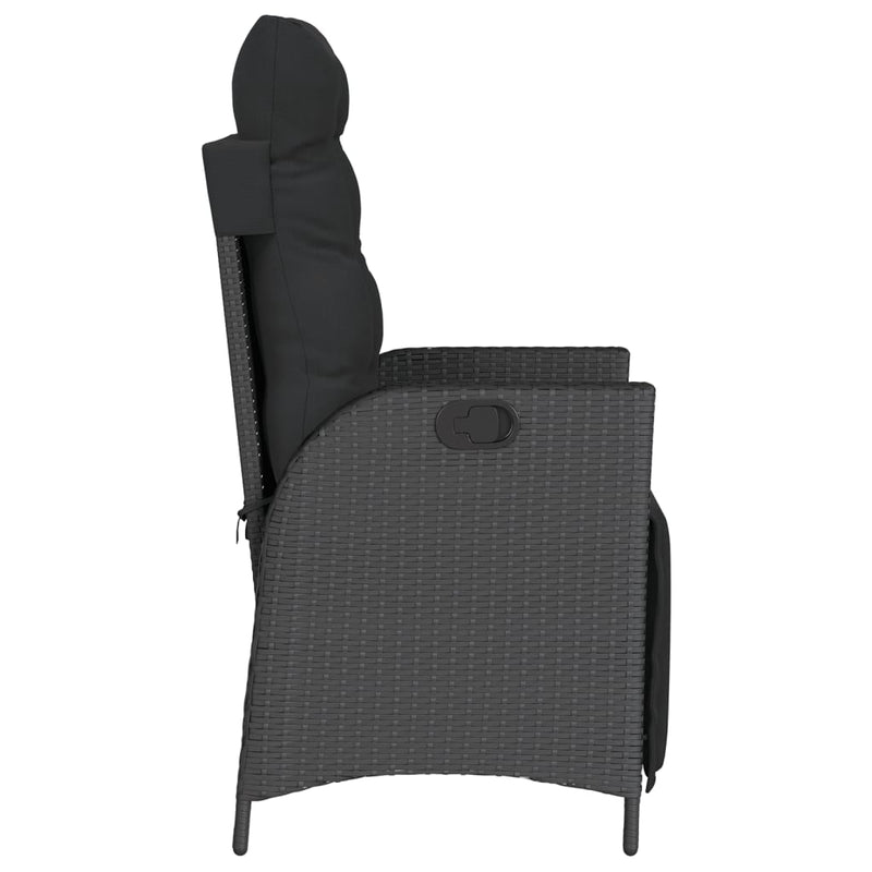 vidaXL 3 Piece Bistro Set with Cushions Black Poly Rattan
