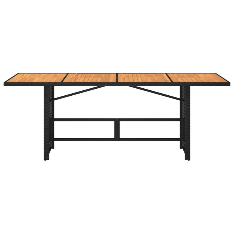 vidaXL Garden Table with Acacia Wood Top Black 190x80x74 cm Poly Rattan