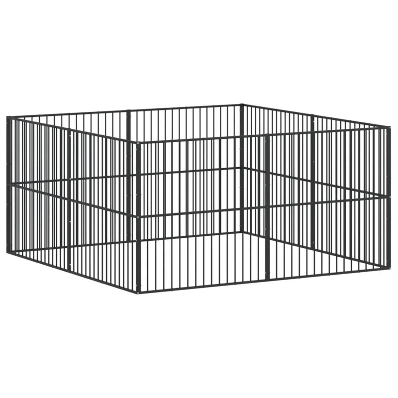 Dog Playpen 8 Panels Black Galvanised Steel