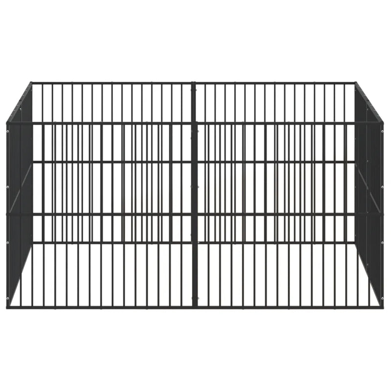 Dog Playpen 8 Panels Black Galvanised Steel
