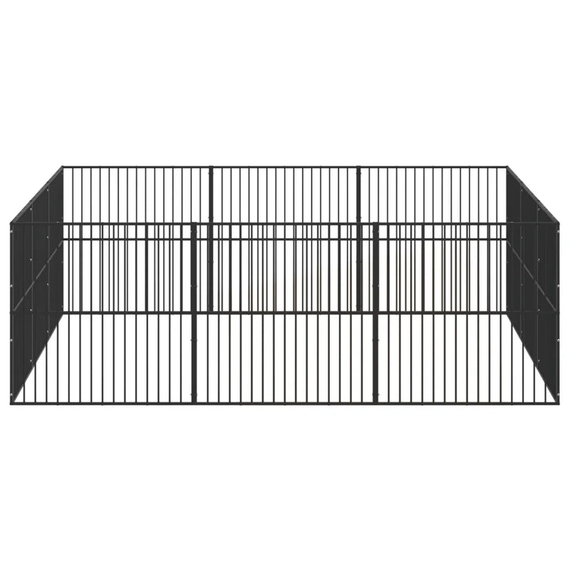 Dog Playpen 12 Panels Black Galvanised Steel