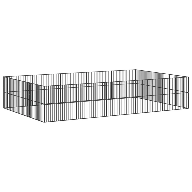 Dog Playpen 16 Panels Black Galvanised Steel