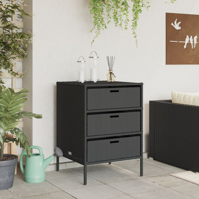 vidaXL Garden Storage Cabinet Black 55x59x80 cm Poly Rattan