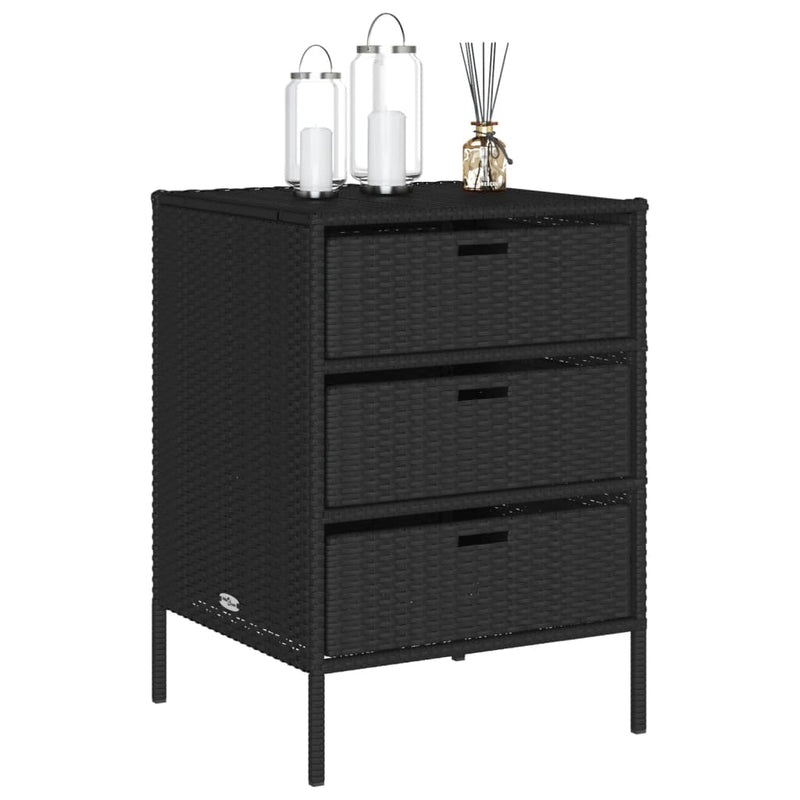 vidaXL Garden Storage Cabinet Black 55x59x80 cm Poly Rattan