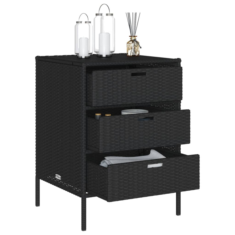 vidaXL Garden Storage Cabinet Black 55x59x80 cm Poly Rattan