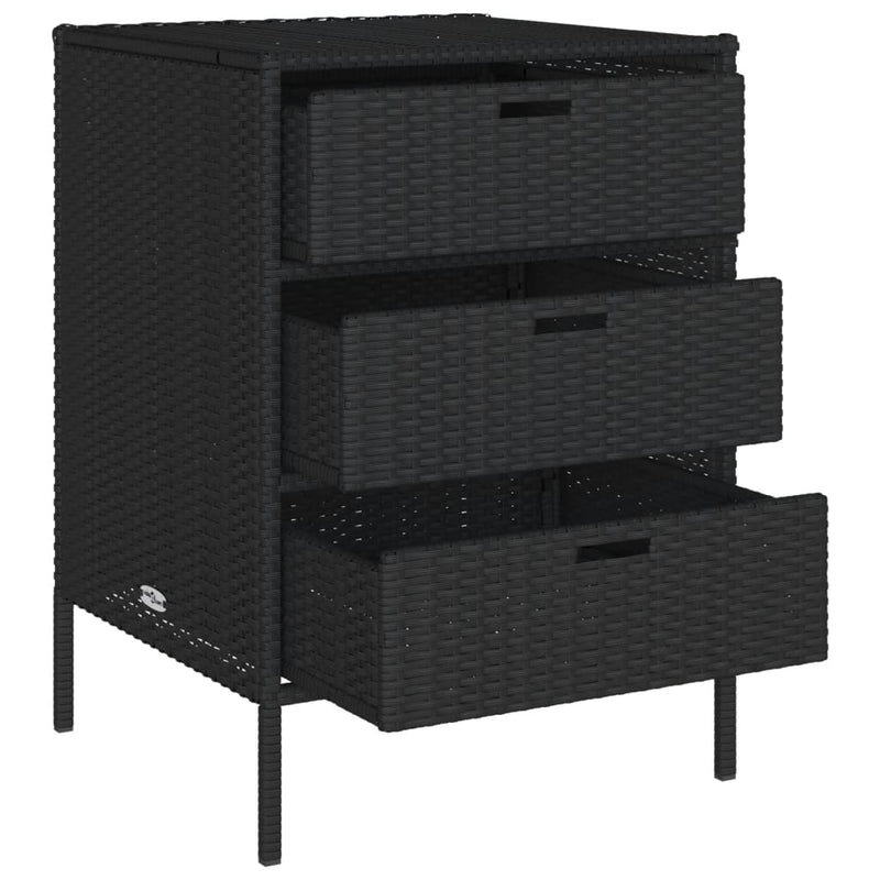 vidaXL Garden Storage Cabinet Black 55x59x80 cm Poly Rattan