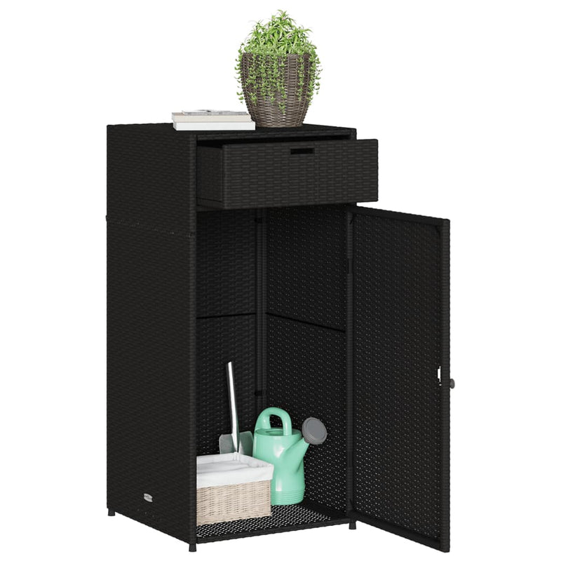 Garden Storage Cabinet Black 55x55x111 cm Poly Rattan