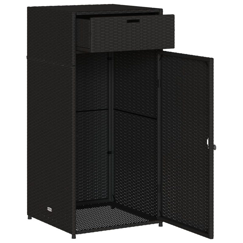 Garden Storage Cabinet Black 55x55x111 cm Poly Rattan