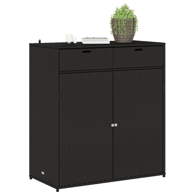 Garden Storage Cabinet Black 105x55x113 cm Poly Rattan