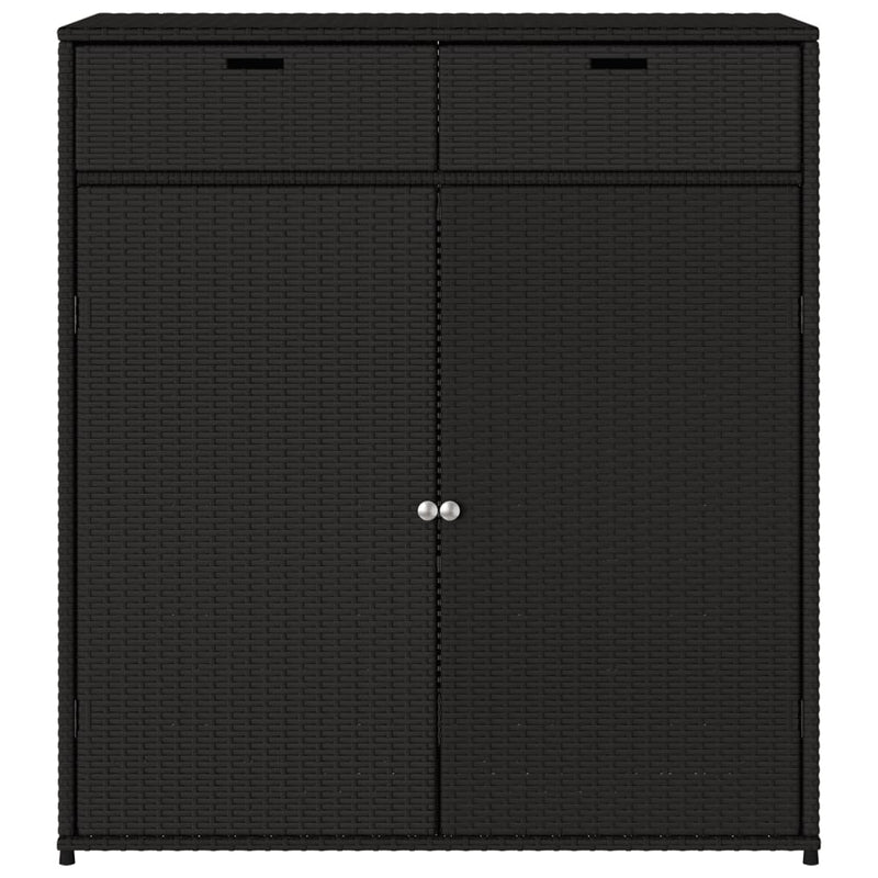 vidaXL Garden Storage Cabinet Black 105x55x113 cm Poly Rattan