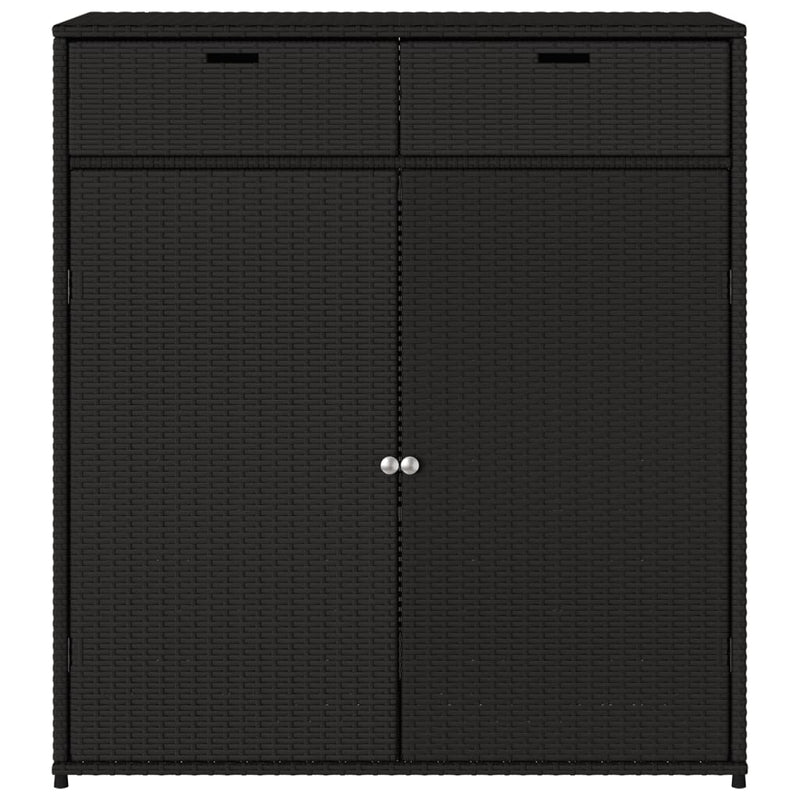 Garden Storage Cabinet Black 105x55x113 cm Poly Rattan