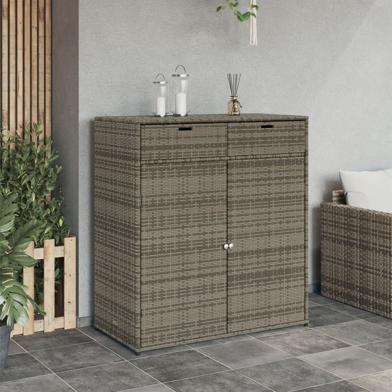 Garden Storage Cabinet Grey 105x55x113 cm Poly Rattan