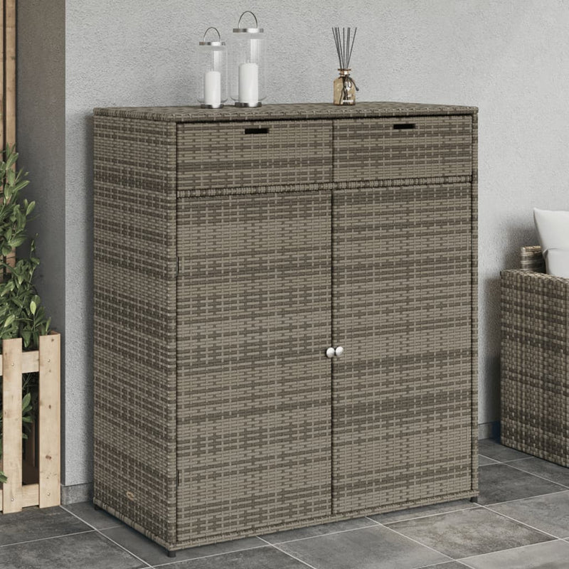 Garden Storage Cabinet Grey 105x55x113 cm Poly Rattan