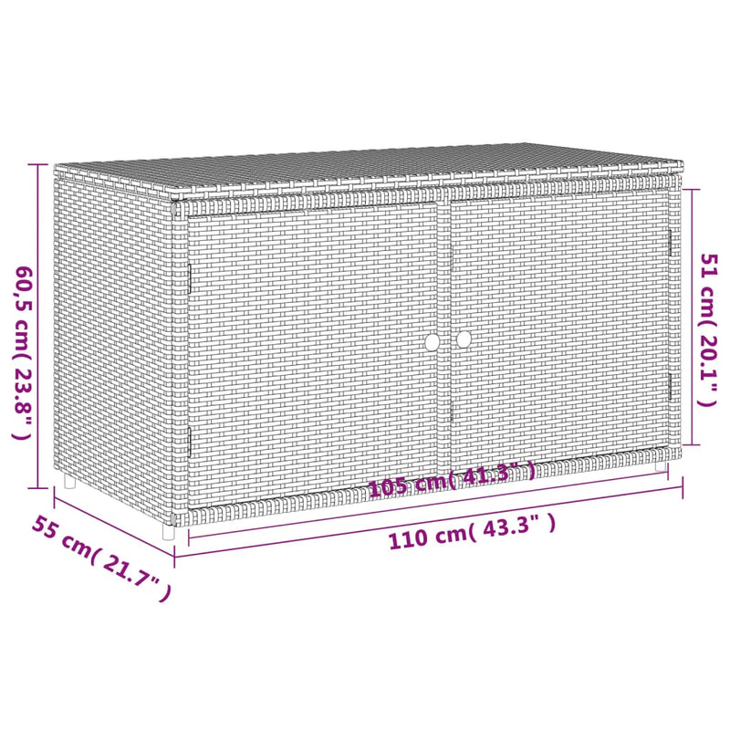 Garden Storage Cabinet Grey 110x55x60.5 cm Poly Rattan