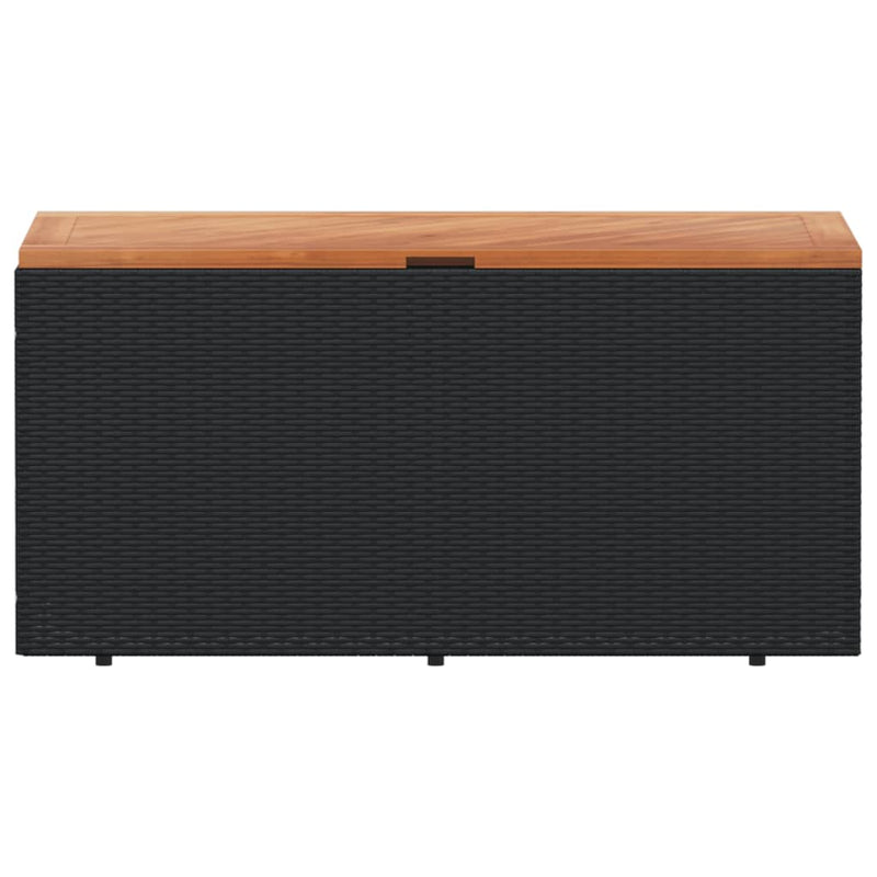 vidaXL Garden Storage Box Black 110x50x54 cm Poly Rattan Acacia Wood