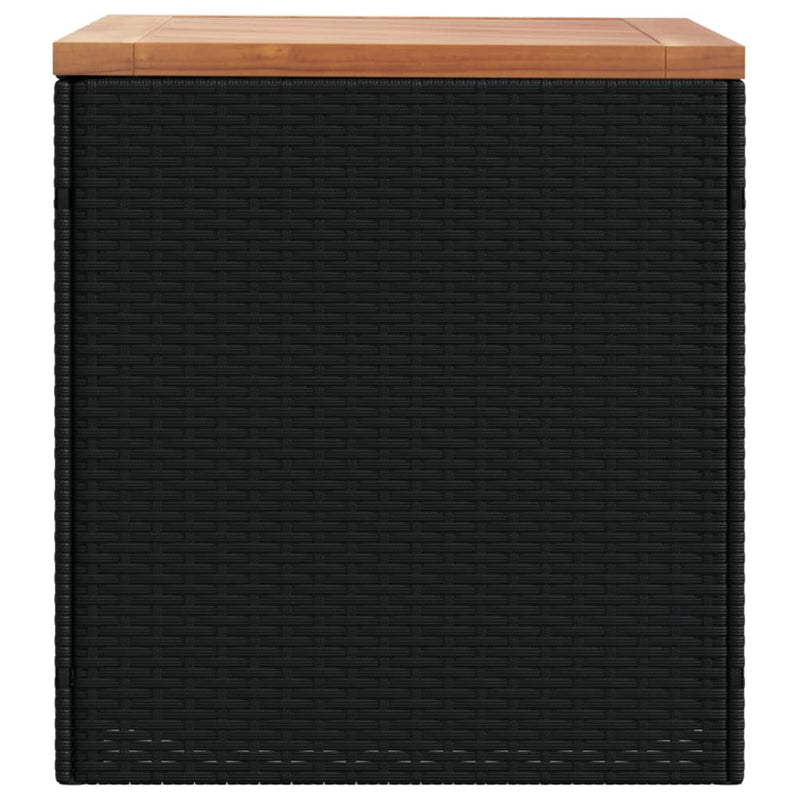 Garden Storage Box Black 110x50x54 cm Poly Rattan Acacia Wood