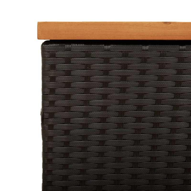 vidaXL Garden Storage Box Black 110x50x54 cm Poly Rattan Acacia Wood