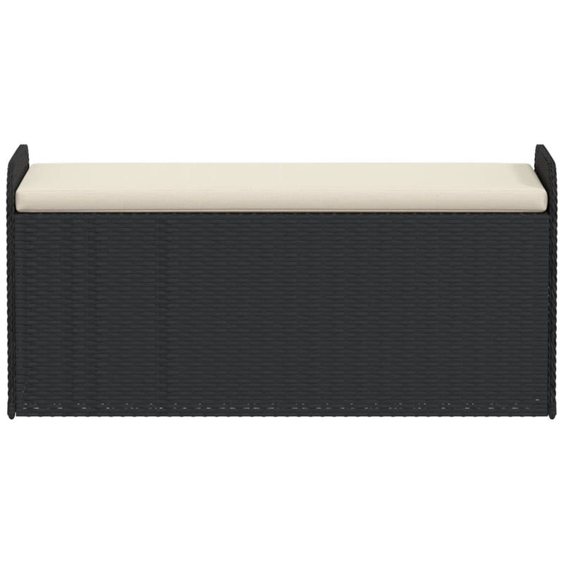 vidaXL Storage Bench with Cushion Black 115x51x52 cm Poly Rattan