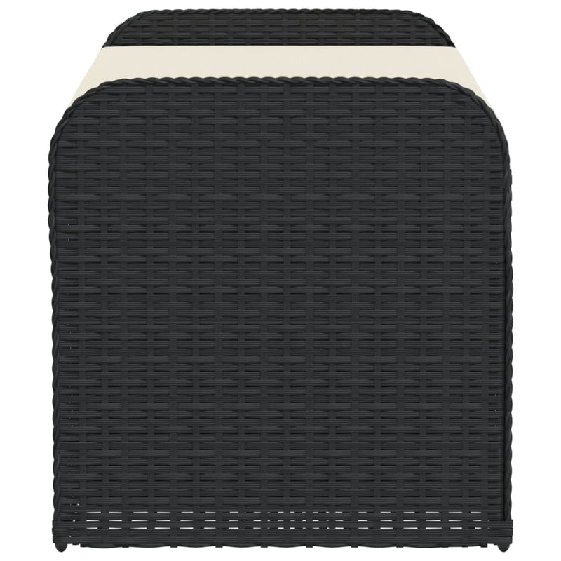 vidaXL Storage Bench with Cushion Black 115x51x52 cm Poly Rattan