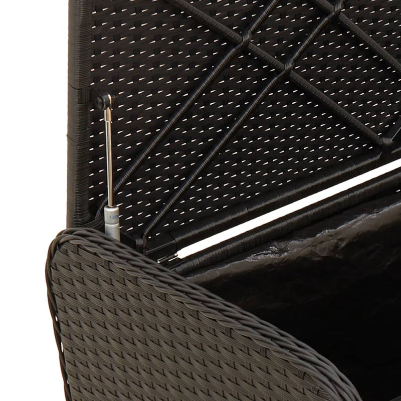 vidaXL Storage Bench with Cushion Black 115x51x52 cm Poly Rattan