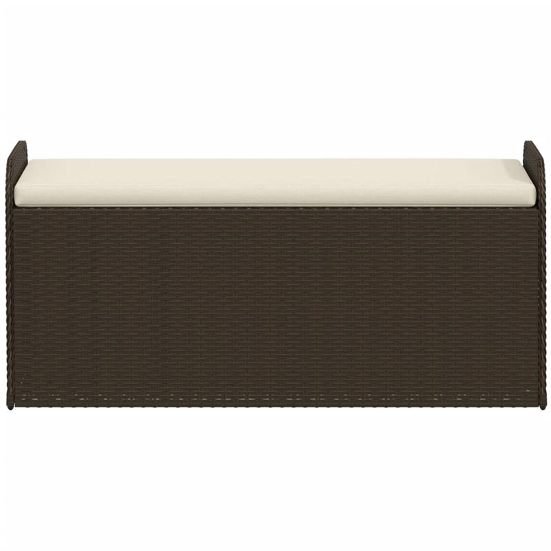 vidaXL Storage Bench with Cushion Brown 115x51x52 cm Poly Rattan