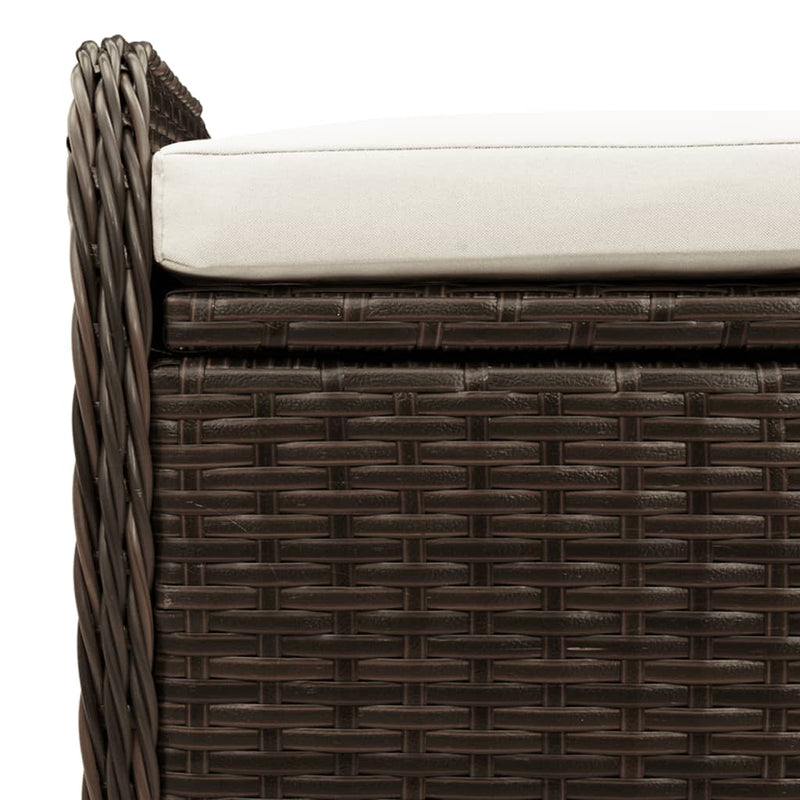 vidaXL Storage Bench with Cushion Brown 115x51x52 cm Poly Rattan