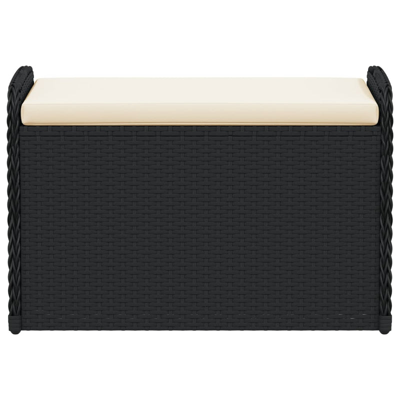 vidaXL Storage Bench with Cushion Black 80x51x52 cm Poly Rattan