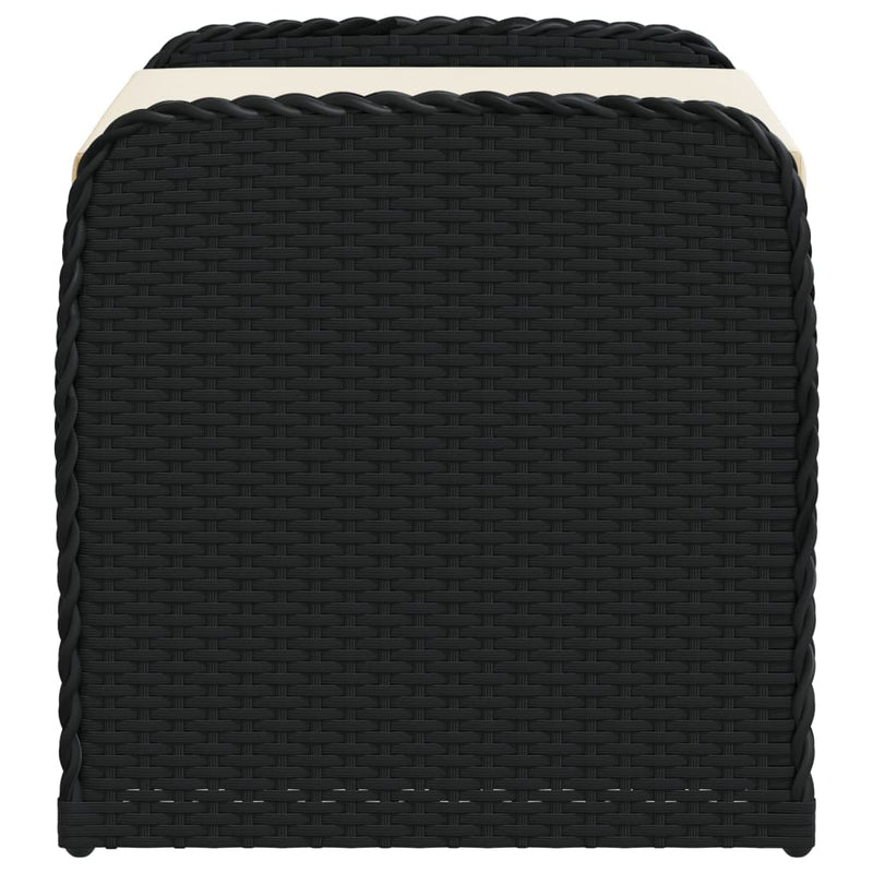 vidaXL Storage Bench with Cushion Black 80x51x52 cm Poly Rattan