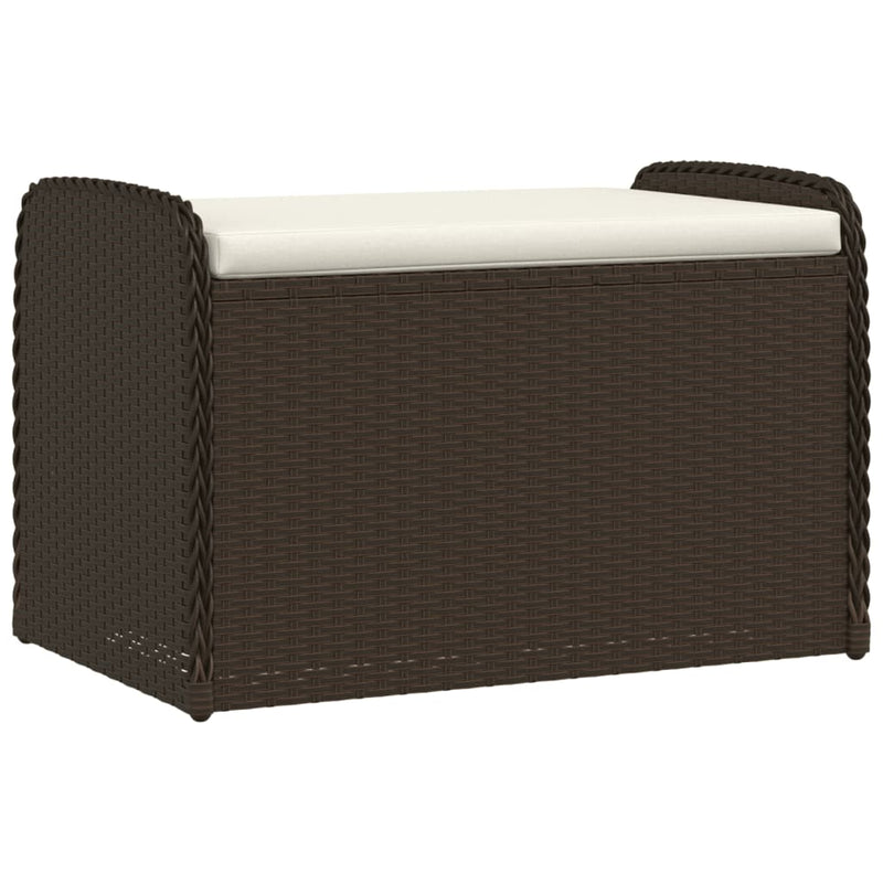 vidaXL Storage Bench with Cushion Brown 80x51x52 cm Poly Rattan