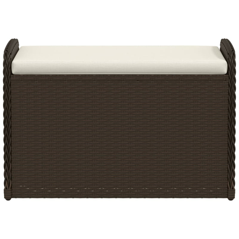 vidaXL Storage Bench with Cushion Brown 80x51x52 cm Poly Rattan