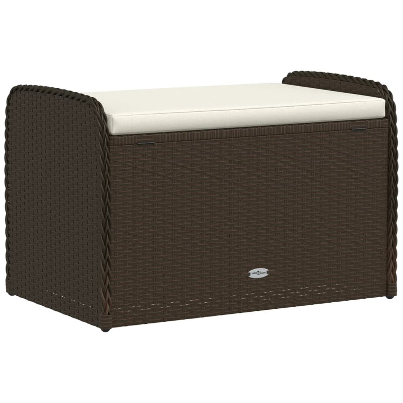 vidaXL Storage Bench with Cushion Brown 80x51x52 cm Poly Rattan
