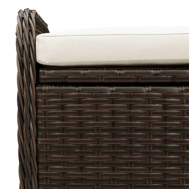 vidaXL Storage Bench with Cushion Brown 80x51x52 cm Poly Rattan