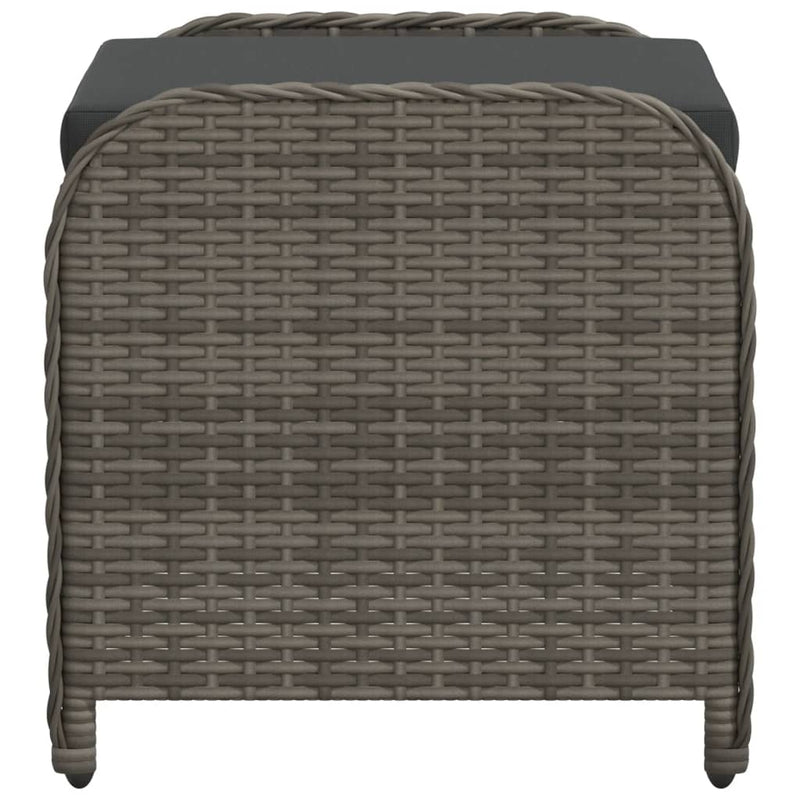 Garden Stool with Cushion Grey 58x46x46 cm Poly Rattan