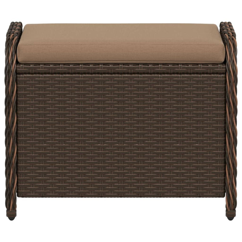 vidaXL Garden Stool with Cushion Brown 58x46x46 cm Poly Rattan